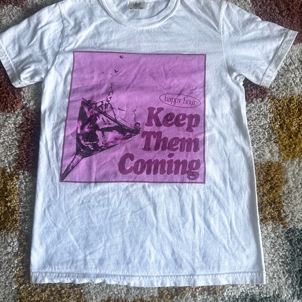 Comfort colors White T-Shirt with Pink Graphic